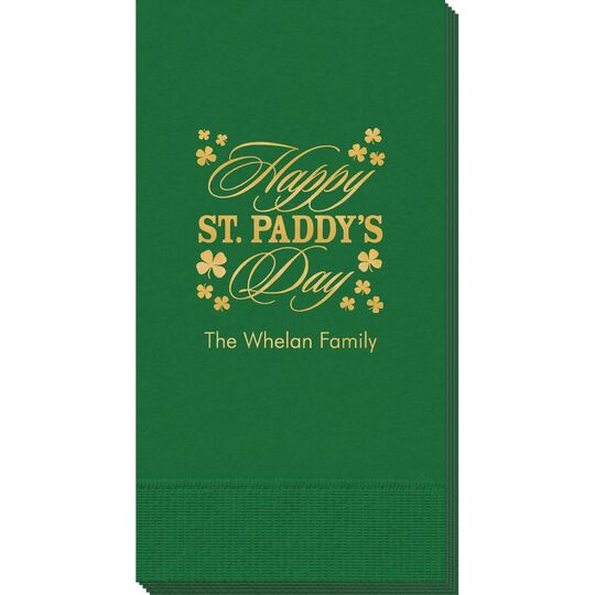 Happy St. Paddy's Day Clover Guest Towels